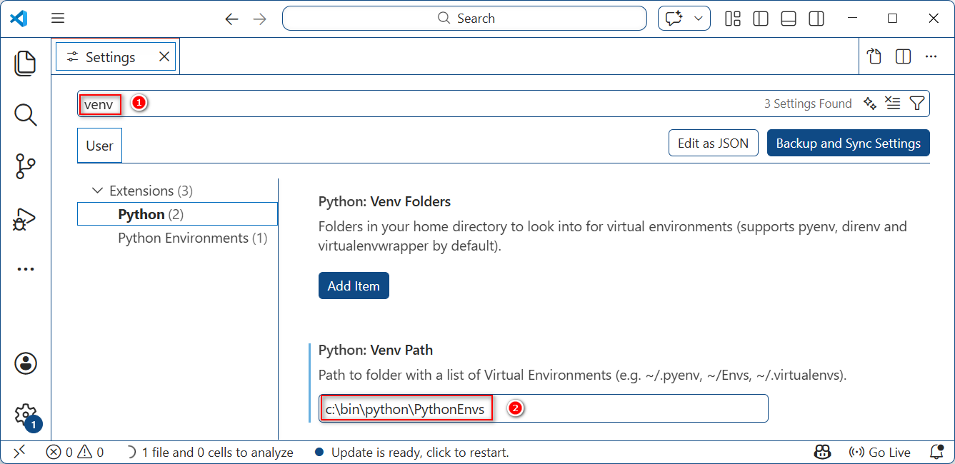 vscode config venv