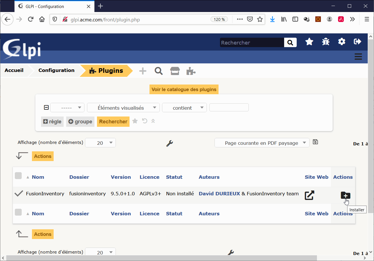 fusioninventory plugin install 01