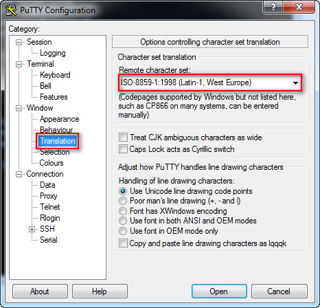 putty ncurses cfg